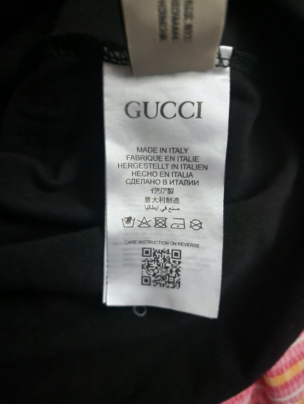 Black Short Sleeve Tee with Beige Logo Shoulder Tape - Picture 6 of 9